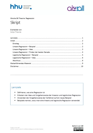 Kurs: Woche 6 | Theorie | Regression (PDF)