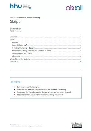 Kurs: Woche 9 | Theorie | k-means Clustering (PDF)