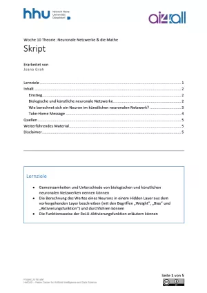 Kurs: Woche 10 | Theorie | Neuronale Netzwerke &amp; die Mathe (PDF)