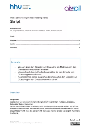 Video: Woche 12 | Anwendungsbeispiele | Topic Modeling mit Clustering (1) (MP4)