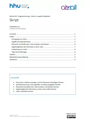 Kurs: Woche 3 | Programmierung | Listen Jupyter Notebook (PDF)