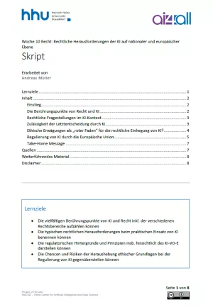 Kurs: Woche 10 | Recht | Rechtliche Herausforderungen der KI auf nationaler und europäischer Ebene (PDF)