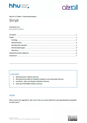 Kurs: Woche 12 | Daten | Textrepräsentation (PDF)