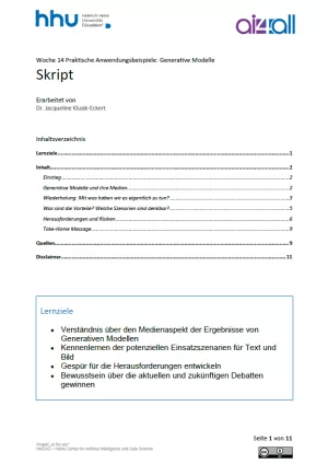 Kurs: Woche 14 | Anwendungsbeispiele | Generative Modelle (PDF)
