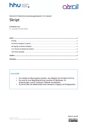Kurs: Woche 1 | Anwendungsbeispiele | KI ist überall! Wo uns Künstliche Intelligenz im Alltag begegnet (PDF)