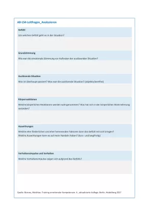 Arbeitsblatt: Emotionale Kompetenz | Leitfaden Analysieren