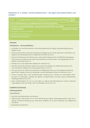 Unterrichtsplanung: Handreichung für die Pflegeausbildung am Lernort Pflegeschule | Beispiel für LF2