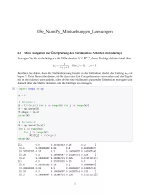 Ubung: G3e NumPy: Miniübungen: Rechnen, Indizieren und Dateien Lösungen - Pythonkurs (PDF)