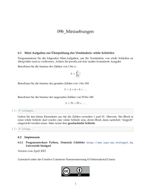 Ubung: B9b Miniübungen: while-Schleife - Pythonkurs (PDF)