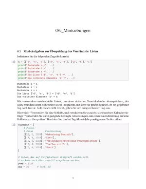 Ubung: C8c Miniübungen: Listen und Sequenzdatentypen - Pythonkurs (PDF)