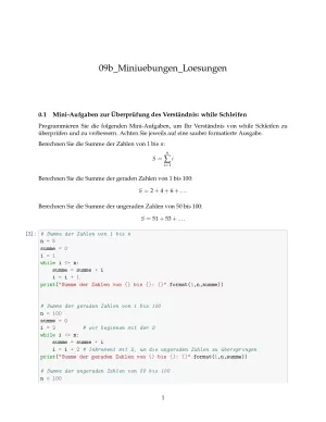 Ubung: B9b Miniübungen: while-Schleife Lösungen - Pythonkurs (PDF)