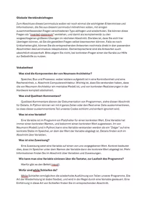 Unterrichtsbaustein: B11a Globale Verständnisfragen - Pythonkurs