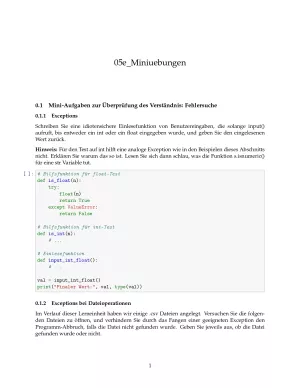 Ubung: F5e Miniübungen: Fehlersuche und Fehlerbehandlung - Pythonkurs (ZIP)