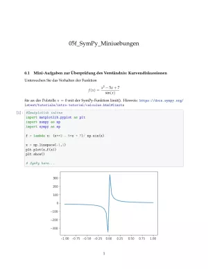 Ubung: G5f SymPy: Miniübungen: Kurvendiskussion - Pythonkurs (ZIP)