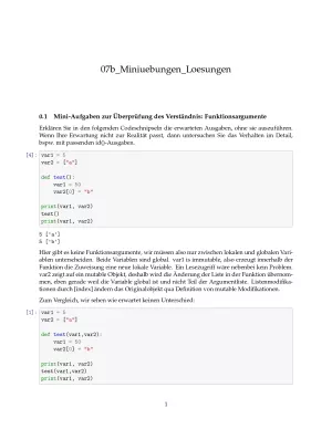 Ubung: E7b Miniübungen: mutable und immutable Argumente Lösungen - Pythonkurs (PDF)