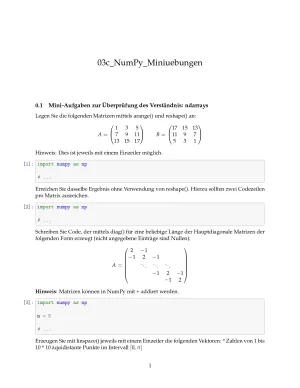 Ubung: G3c NumPy: Miniübungen: ndarrays - Pythonkurs (ZIP)