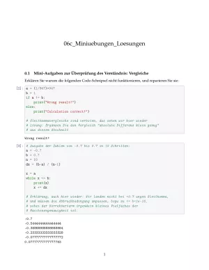 Ubung: C6c Miniübungen: Vergleiche zwischen elementaren Datentypen Lösungen - Pythonkurs (PDF)