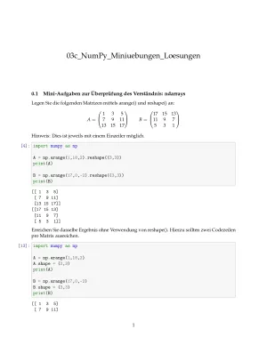 Ubung: G3c NumPy: Miniübungen: ndarrays Lösungen - Pythonkurs (PDF)