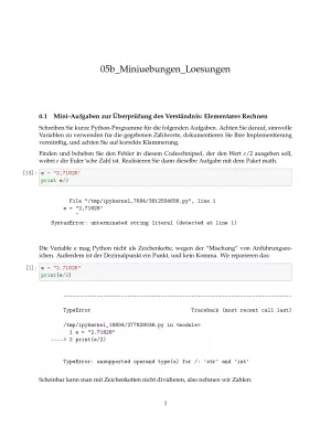 Ubung: B5b Miniübungen: Elementares Rechnen Lösungen - Pythonkurs (PDF)