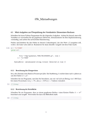 Ubung: B5b Miniübungen: Elementares Rechnen - Pythonkurs (ZIP)