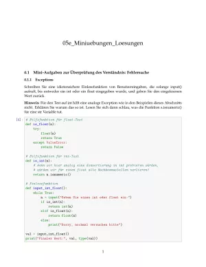 Ubung: F5e Miniübungen: Fehlersuche und Fehlerbehandlung Lösungen - Pythonkurs (PDF)