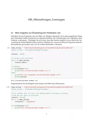 Ubung: D4b Miniübungen: Mengen Lösungen - Pythonkurs (PDF)