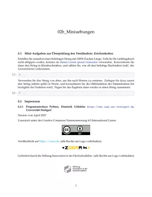 Ubung: D2b Miniübungen: Zeichenketten - Pythonkurs (ZIP)