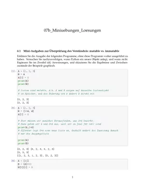 Ubung: D7b Miniübungen: mutable vs. Immutable Lösungen - Pythonkurs (PDF)