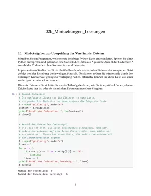Ubung: F2b Miniübungen: Lesen und Schreiben von Dateien Lösungen - Pythonkurs (PDF)