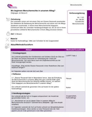 Unterrichtsplanung: Wo beginnen Menschenrechte in unserem Alltag? (PDF)