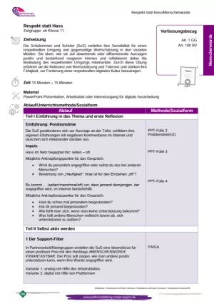Unterrichtsplanung: Hate Speech (PDF)