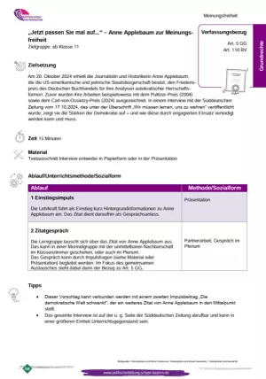 Unterrichtsplanung: "Jetzt passen Sie mal auf...“ - Anne Applebaum zur Meinungsfreiheit (PDF)
