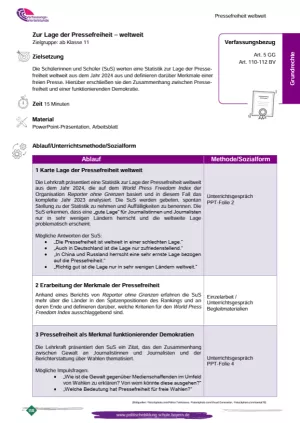 Unterrichtsplanung: Pressefreiheit weltweit (PDF)