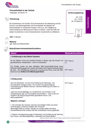Unterrichtsplanung: Pressefreiheit Schülerzeitung (PDF)