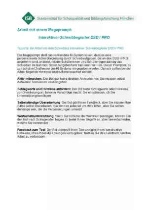 Text: Interaktive Schreibbegleiter DSD I PRO (KI): Veränderbarer Megaprompt