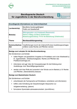 Unterrichtsplanung: Berufsausbildungsvertrag (DOCX)
