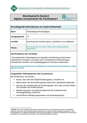 Unterrichtsplanung: Zu streng oder zu locker? Eltern über Erziehungsstile informieren (PDF)