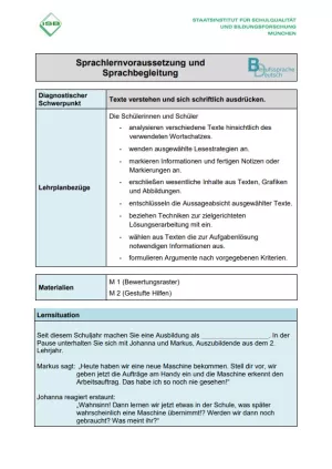 Unterrichtsplanung: Lernstandsfeststellung: Digitalisierung der Berufswelt: Didaktischer Kommentar
