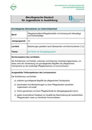 Unterrichtsplanung: Wir führen ein Übergabegespräch (DOCX)