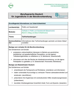 Unterrichtsplanung: Tarifverhandlungen (DOCX)