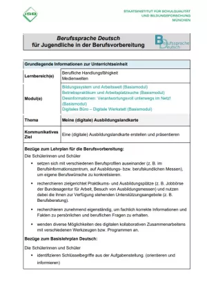 Unterrichtsplanung: Meine Ausbildungslandkarte (DOCX)