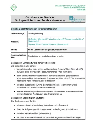 Unterrichtsplanung: Meine Lebensziele als (digital) visual board (PDF)