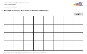 Unterrichtsplanung: Klassischer Sitzplan - Vorlage