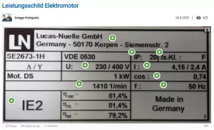 Interaktion: Leistungsschild Elektromotor