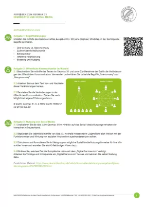 Arbeitsblatt: Aufgaben zum Heft Geomax 31: Demokratie und Social Media