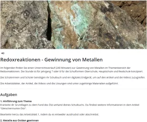 Unterrichtsbaustein: Redoxreaktion - Gewinnung von Metallen