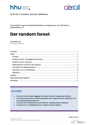 Kurs: Prognosemodelle: Klassifikation und Regression | 03 | Der random forest (PDF)