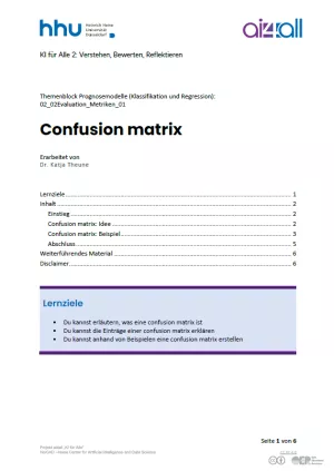 Kurs: Prognosemodelle: Klassifikation und Regression | 02 | Confusion matrix (PDF)