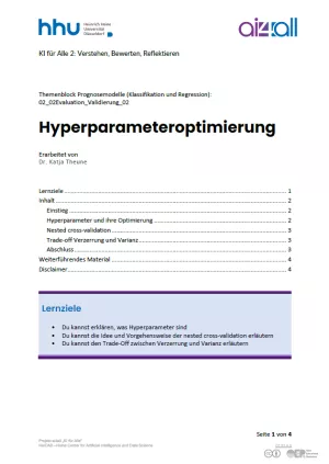 Kurs: Prognosemodelle: Klassifikation und Regression | 02 | Hyperparameteroptimierung (PDF)