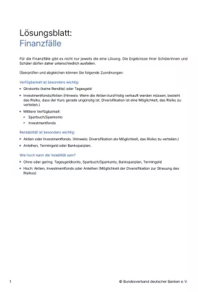 Arbeitsblatt: Finanzen gestalten | Finanzfälle (Lösungsblatt)